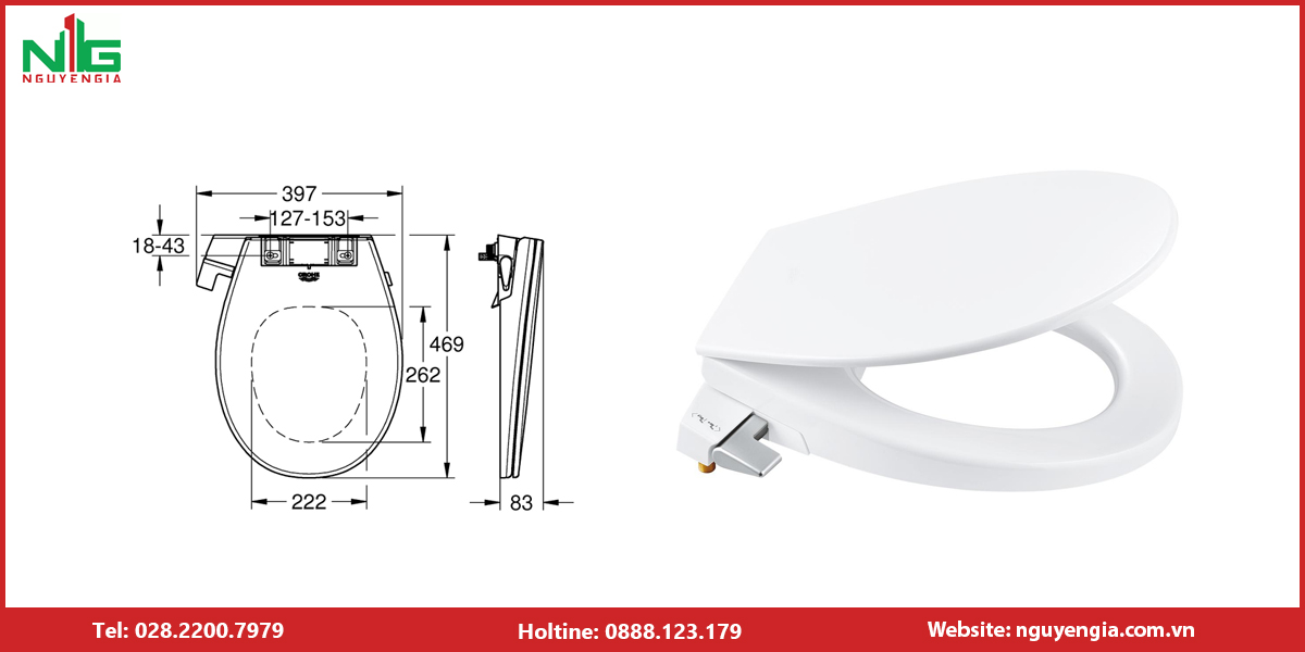 Nắp bồn cầu rửa cơ Grohe