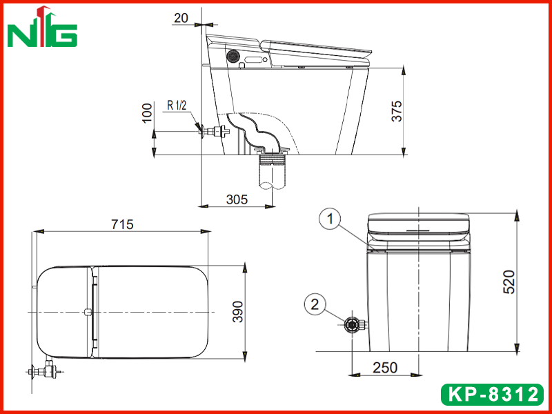 ban-ve-ky-thuat-bon-cau-thong-minh-american-standard-kp-8312