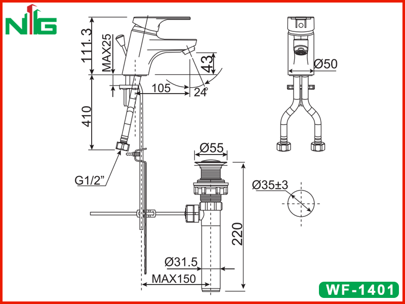 ban-ve-ky-thuat-voi-lavabo-nong-lanh-american-standard-wf1401