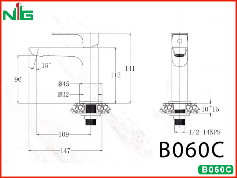 ban-ve-ky-thuat-voi-lavabo-lanh-caesar-B060C