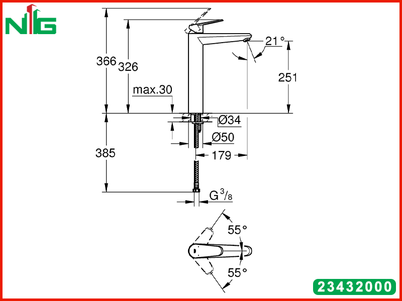ban-ve-ky-thuat-voi-lavabo-co-cao-grohe-eurodisc-cosmopolitan-23432000