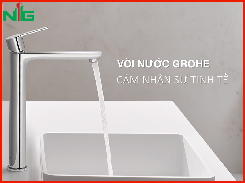 voi-lavabo-co-cao-grohe-tinh-nang-tiet-kiem-nuoc-thong-minh