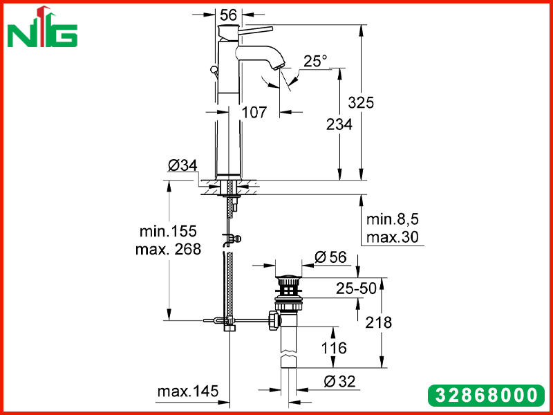 ban-ve-ky-thuat-voi-lavabo-co-cao-grohe-bauclassic-32868000