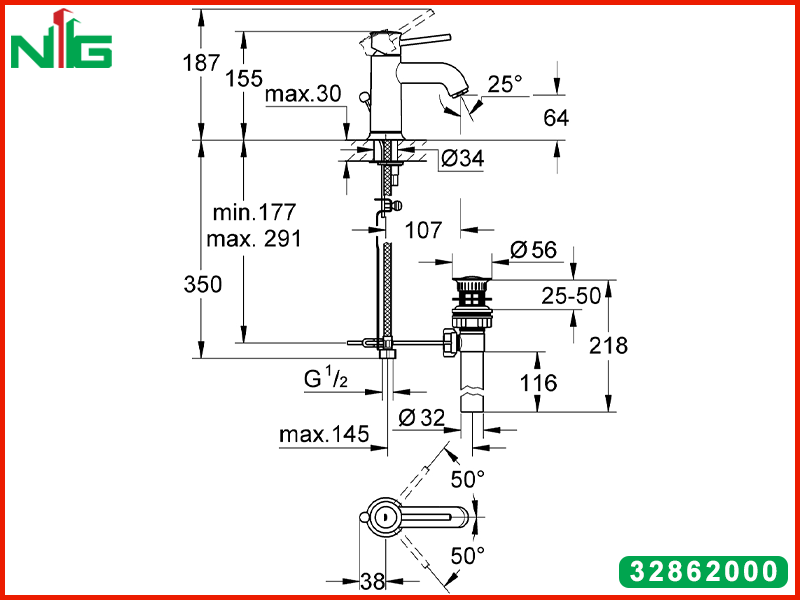 ban-ve-ky-thuat-voi-lavabo-nong-lanh-grohe-bauclassic-s-size-32862000