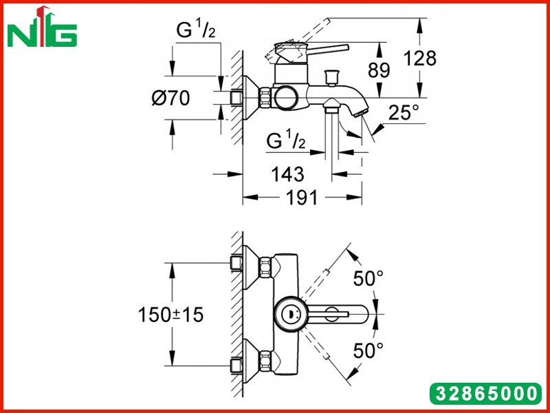 ban-ve-ky-thuat-bo-tron-nong-lanh-Grohe BauClassic 32865000