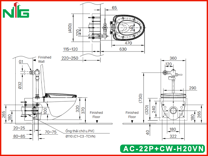 ban-ve-ky-thuat-bon-cau-nap-dien-tu-inax-ac-22p-cw-h20vn