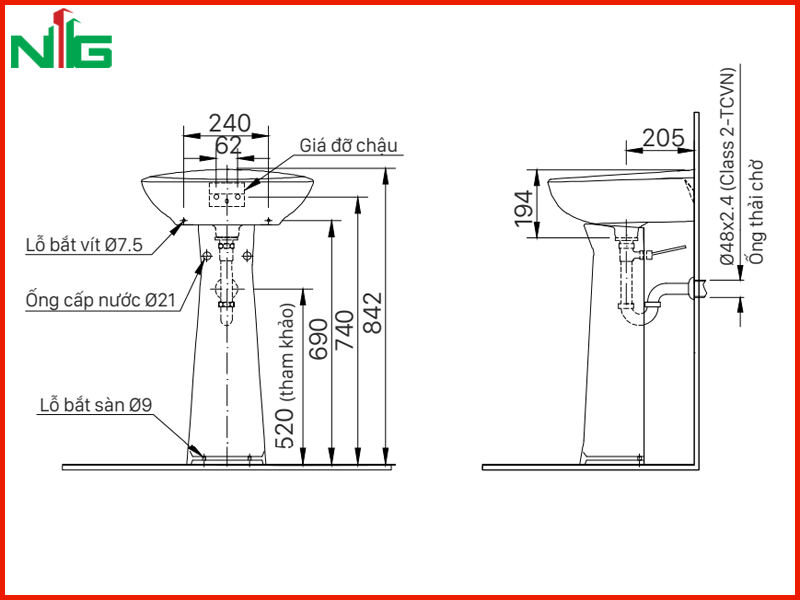 ban-ve-ky-thuat-chan-lavabo-treo-tuong-inax-l-284vd