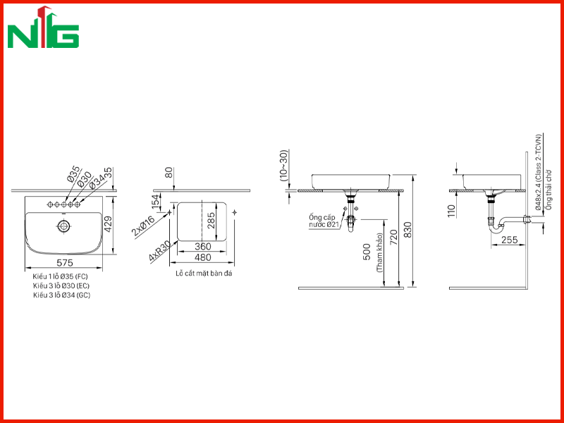 ban-ve-ky-thuat-lavabo-dat-ban-inax-al-632v