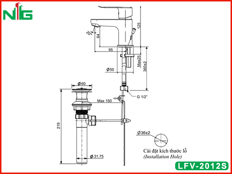 ban-ve-ky-thuat-voi-lavabo-nong-lanh-inax-lfv-2012s