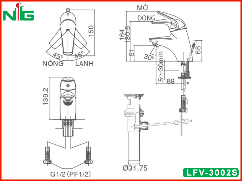 ban-ve-ky-thuat-voi-lavabo-nong-lanh-inax-lfv-3002s
