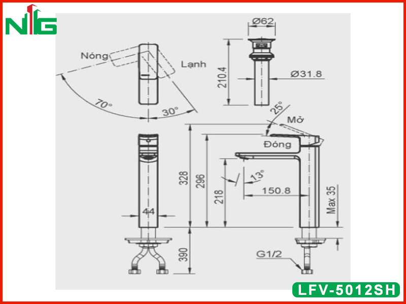 ban-ve-ky-thuat-voi-lavabo-dat-ban-nong-lanh-inax-lfv-5012sh