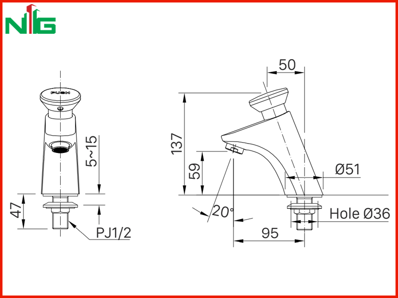 ban-ve-ky-thuat-voi-lavabo-ngat-tu-dong-inax-lfv-p02b