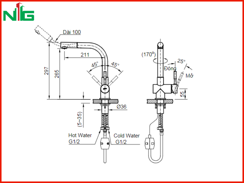 ban-ve-ky-thuat-voi-rua-bat-nong-lanh-inax-sfv-1013sx