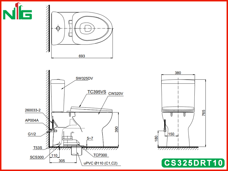 ban-ve-ky-thuat-bon-cau-2-khoi-toto-CS325DRT10