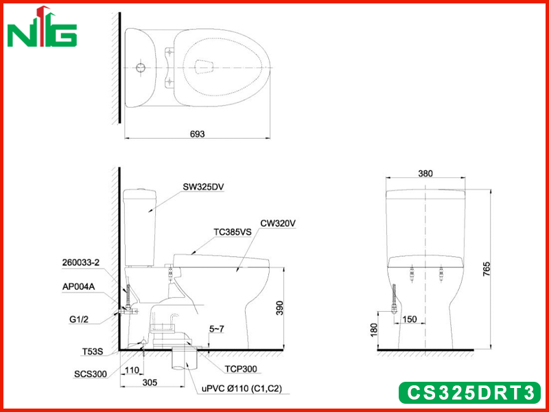 ban-ve-ky-thuat-bon-cau-2-khoi-toto-CS325DRT3