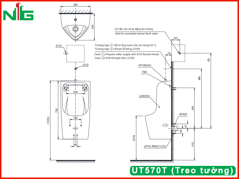 ban-ve-ky-thuat-bon-tieu-nam-toto-UT570T (Treo tường)