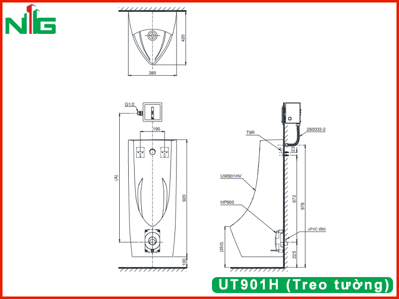 bsn-ve-ky-thuat-bon-tieu-nam-toto-UT901H (Treo tường)