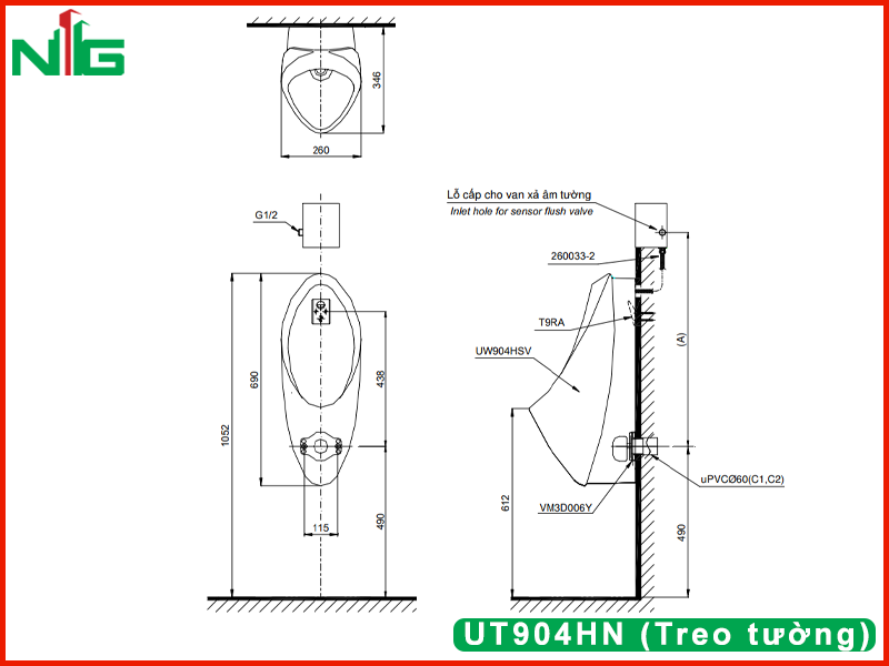 ban-ve-ky-thuat-bon-tieu-nam-toto-UT904HN (Treo tường)