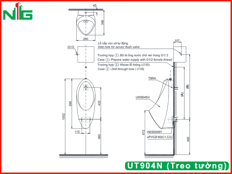 ban-ve-ky-thuat-bon-tieu-nam-toto-UT904N (Treo tường)