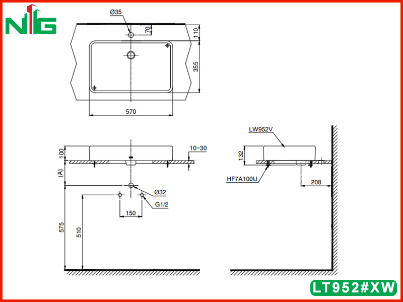 ban-ve-ky-thuat-lavabo-dat-ban-toto-LT952#XW