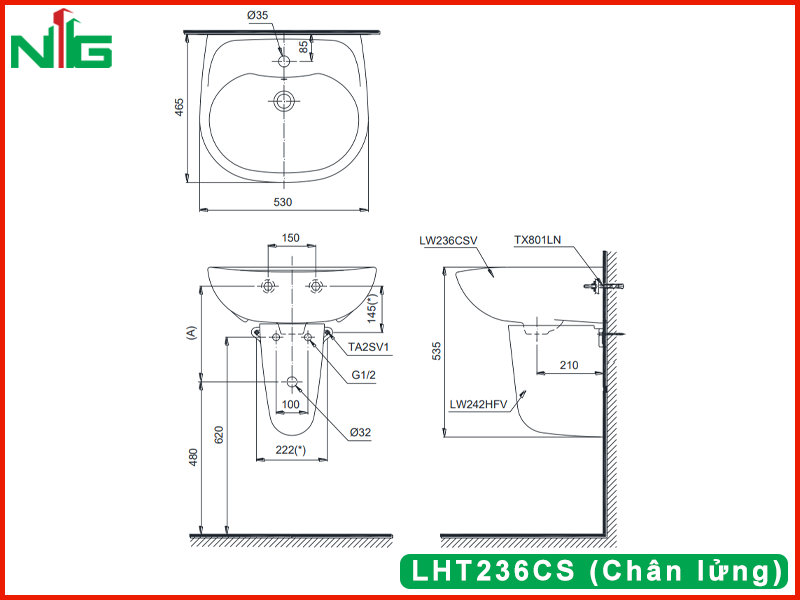 ban-ve-ky-thuat-lavabo-treo-tuong-toto-LHT236CS (Chân lửng)