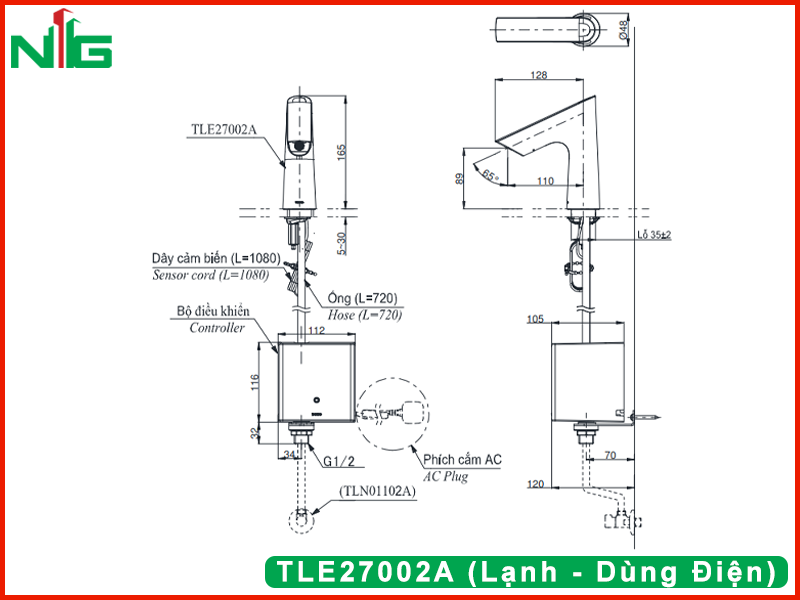ban-ve-ky-thuat-voi-lavabo-cam-ung-toto-TLE27002A (Lạnh - Dùng Điện)
