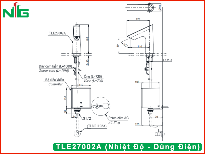 ban-ve-ky-thuat-voi-lavabo-cam-ung-toto-TLE27002A (Nhiệt Độ - Dùng Điện)