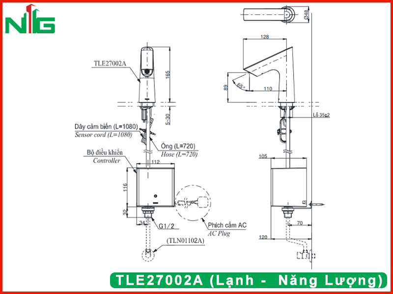 ban-ve-ky-thuat-voi-lavabo-cam-ung-toto-TLE27002A (Lạnh -  Năng Lượng)