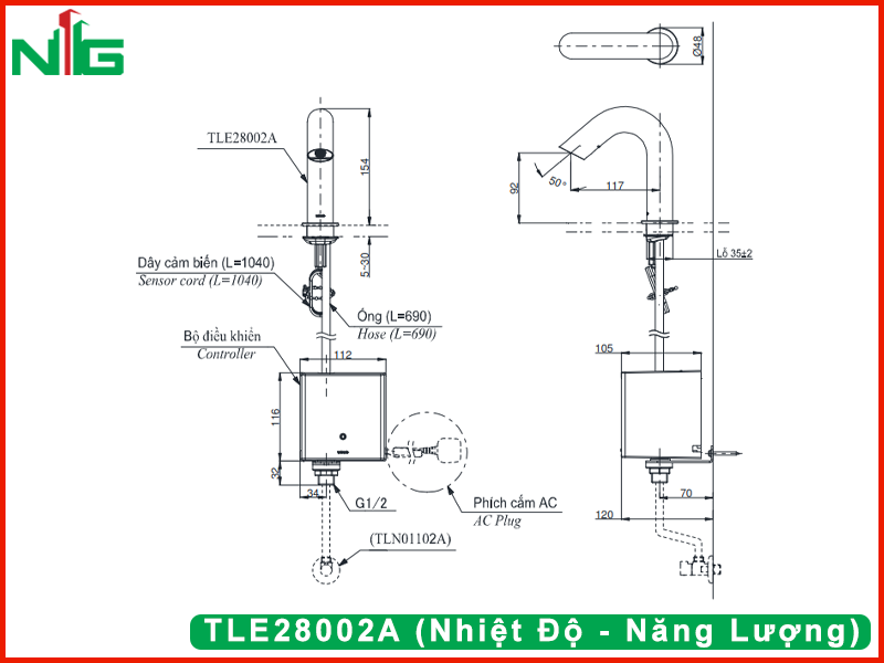 ban-ve-ky-thuat-voi-lavabo-cam-ung-toto-TLE28002A (Nhiệt Độ - Năng Lượng)