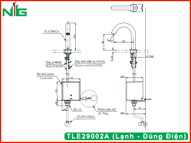 ban-ve-ky-thuat-voi-lavabo-cam-ung-toto-TLE29002A (Lạnh - Dùng Điện)