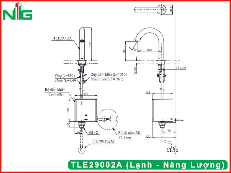 ban-ve-ky-thuat-voi-lavabo-cam-ung-toto-TLE29002A (Lạnh - Năng Lượng)
