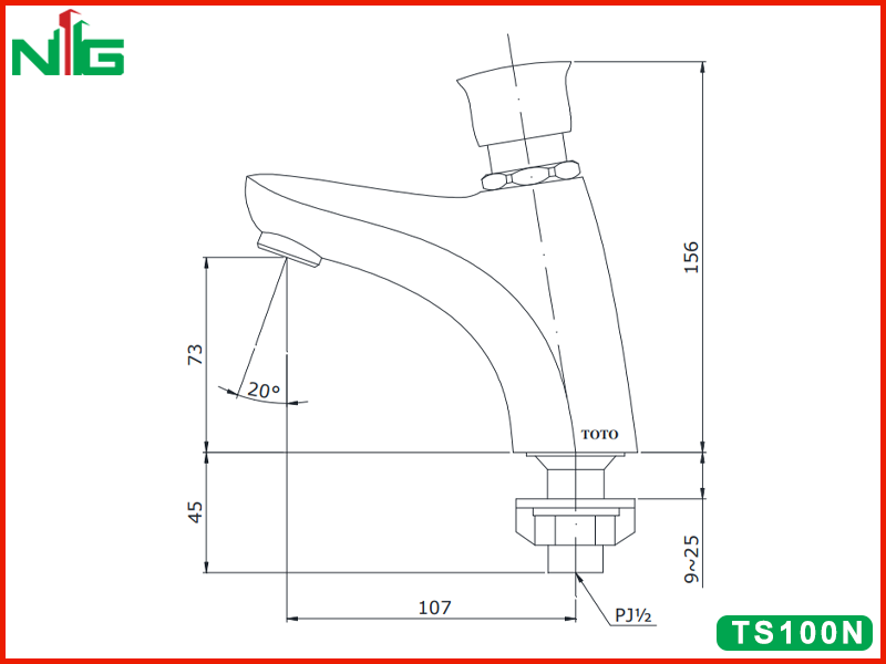ban-ve-ky-thuat-voi-lavabo-ngat-tu-dong-toto-TS100N (Lạnh)