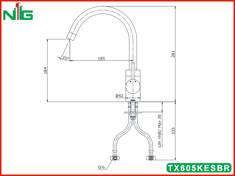 ban-ve-ky-thuat-voi-rua-bat-toto-TX605KESBR (Nóng lạnh)