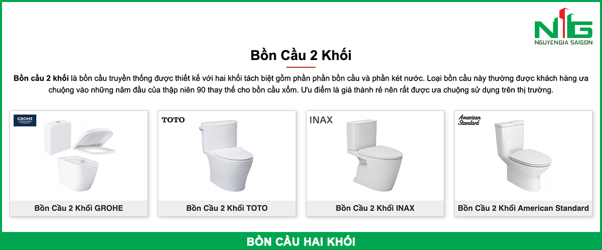 ưu nhược điểm của bồn cầu 2 khối